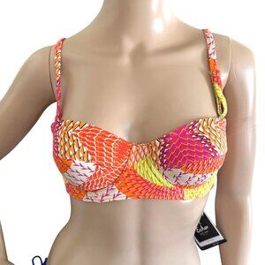 Echo Multicolor Bandeau Bikini Top Size Medium Removable Adjustable Straps